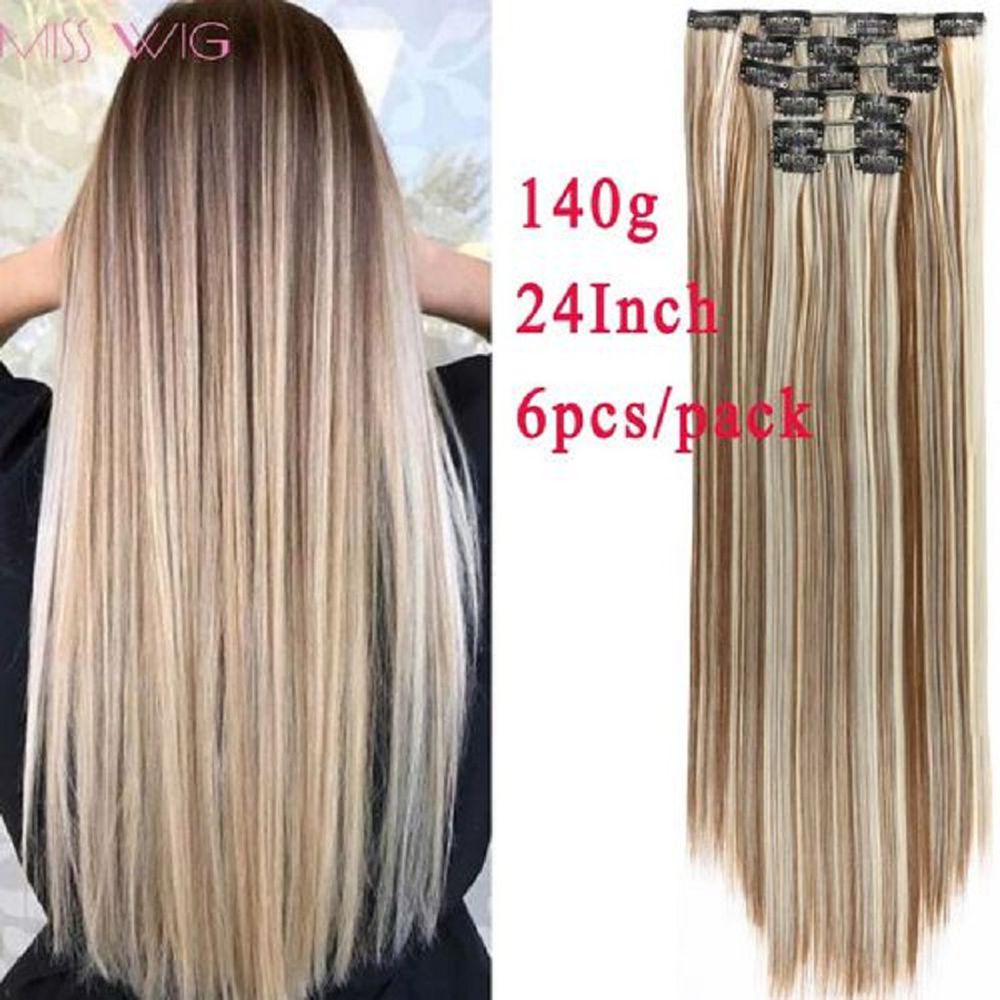 Kẹp Tóc Giả Thẳng Dài 60cm Bằng Sợi Tổng Hợp Dày Dặn Dành Cho Nữ
