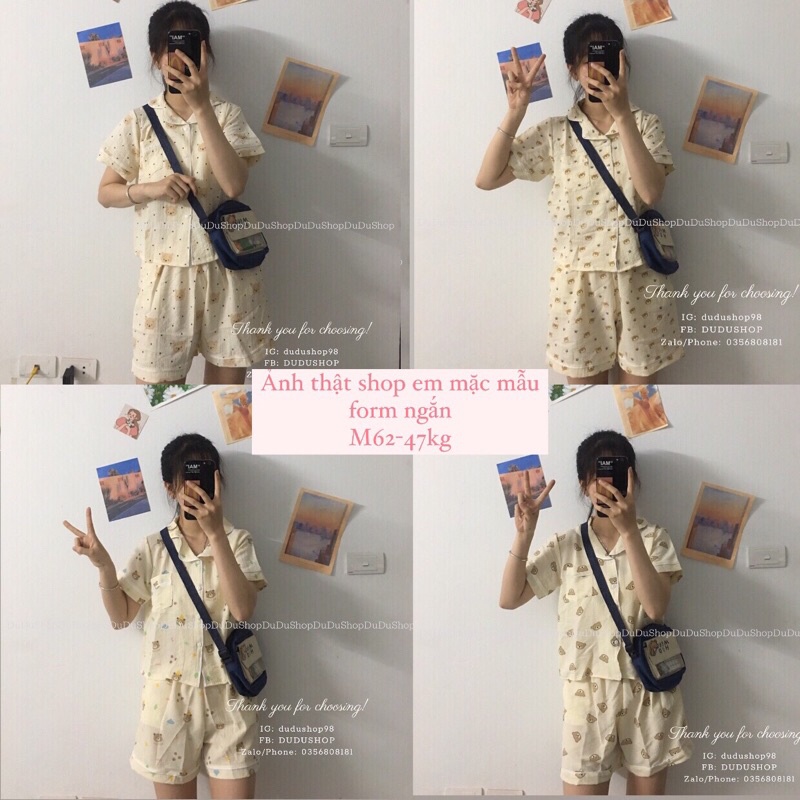 Pijama hình gấu cute dễ thương phong cách Hàn Quốc khách đọc mô tả sản phẩm trước khi đặt hàng giúp em ạ