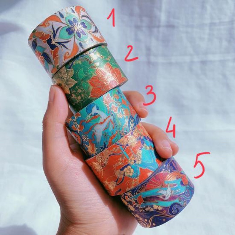 (Chiết theo chu kỳ) 5 mẫu băng dính washi tape hoạ tiết rực rỡ độc đáo Eastern Fresco