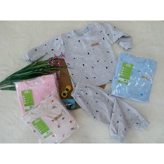 Bộ UNCHI dài tay họa tiết xinh cho bé thu đông chất nỉ cotton cực đẹp cho bé trai, bé gái