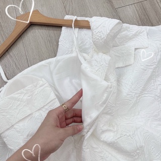 ĐẦM MIDI XỐP TRỄ VAI NƠ