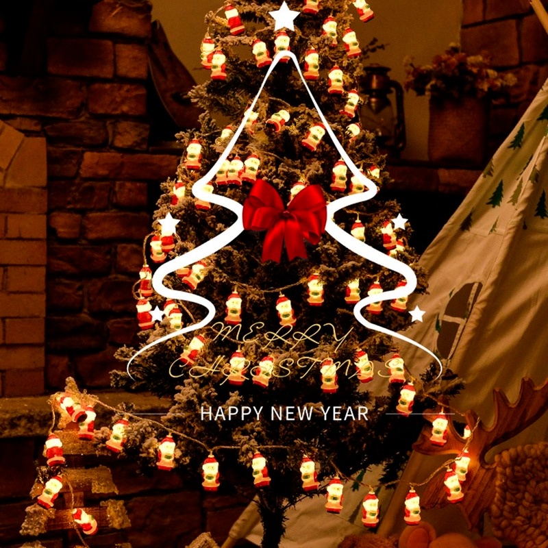 Phụ Kiện Trang Trí Nhà Cửa Lễ Hội Dây Đèn LED 10 / 20 Bóng Hình Ông Già Noel Trang Trí Giáng Sinh