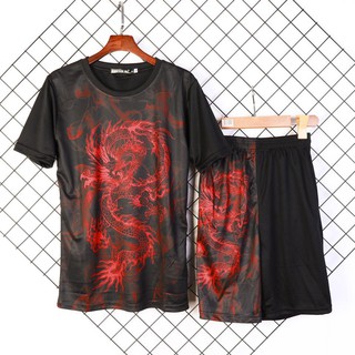 [Sale] Bộ quần áo thể thao nam 3D Rồng Lửa D006,chất thun mát