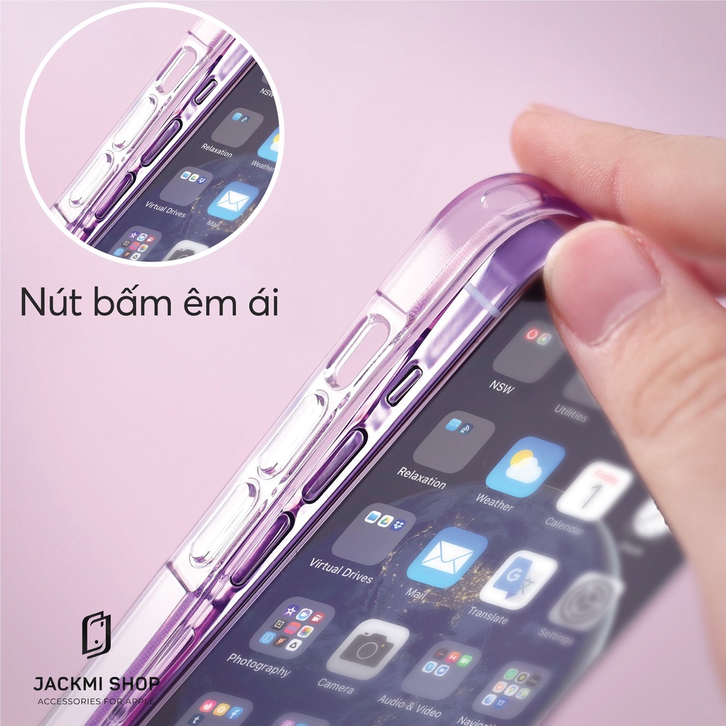 Ốp lưng Likgus Crystal lưng trong viền màu cho điện thoại ip 14 14 plus 14 pro 14 promax