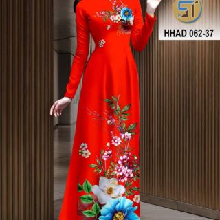Bộ áo dài truyền thống may sẵn họa tiết hoa 3d cổ tròn tay lỡ
