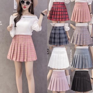 Chân váy xếp li bánh bèo đa phối trẻ trung váy ngắn sọc ca rô cạp cao