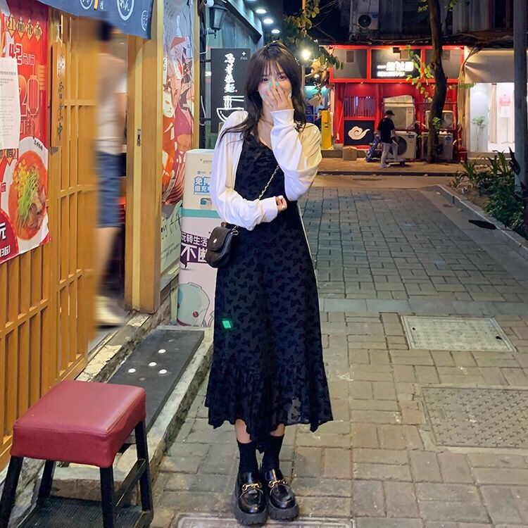 Set Áo Sơ Mi Và Đầm Yếm Phong Cách Pháp Thời Trang Mới Cho Nữ