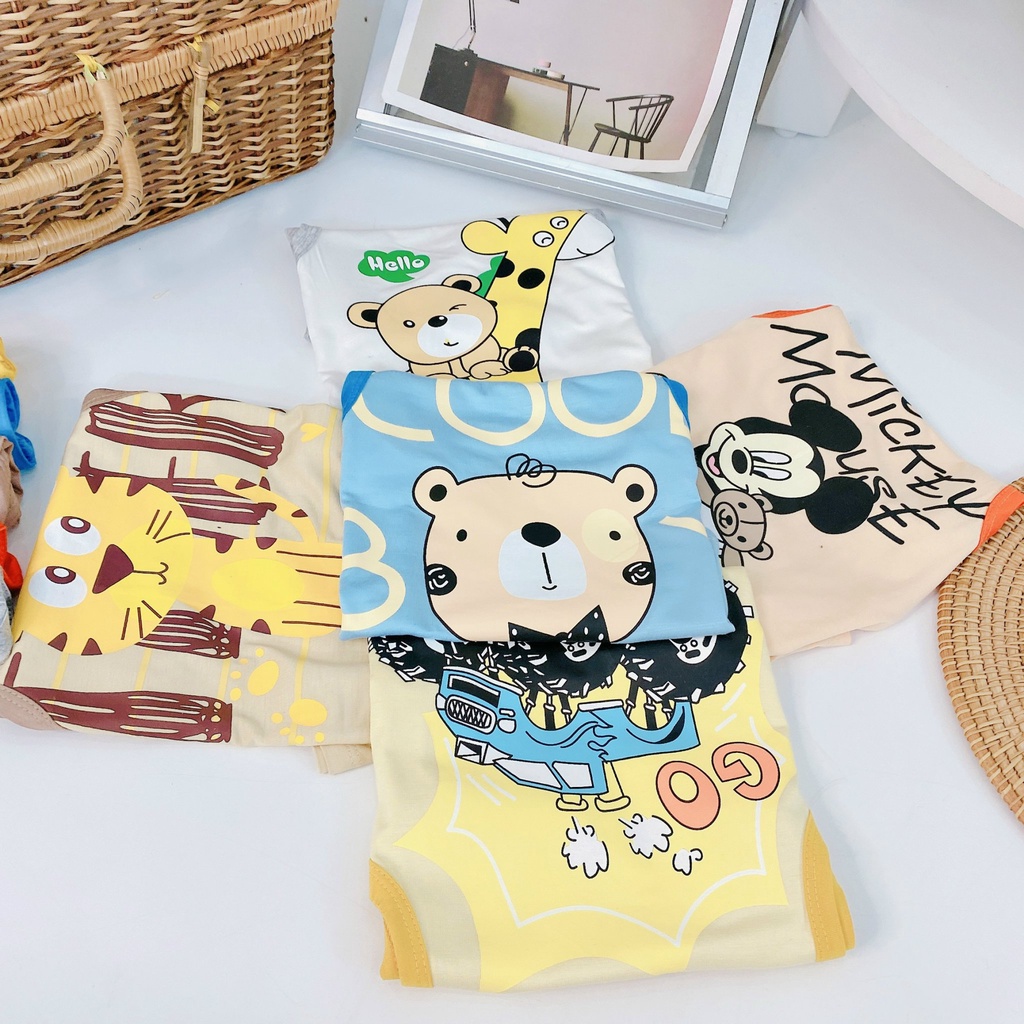 Bộ ba lỗ  thun lạnh minky cho bé in hinh kute thoáng mát