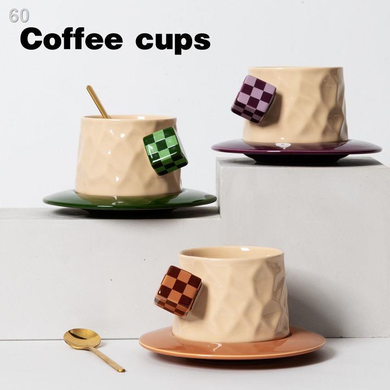 (Cái cốc)HEISOU Rubik s Cube Bộ tách cà phê và đĩa bằng sứ có giá trị cao trà hoa gia dụng Quà tặng sinh nhật cấp