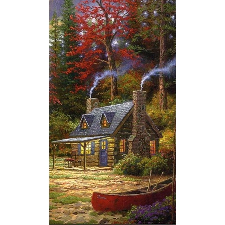 Bộ tranh đính đá 5D họa tiết phong cảnh/ hồ/ rừng độc đáo kích thước 30x40cm DIY dùng trang trí