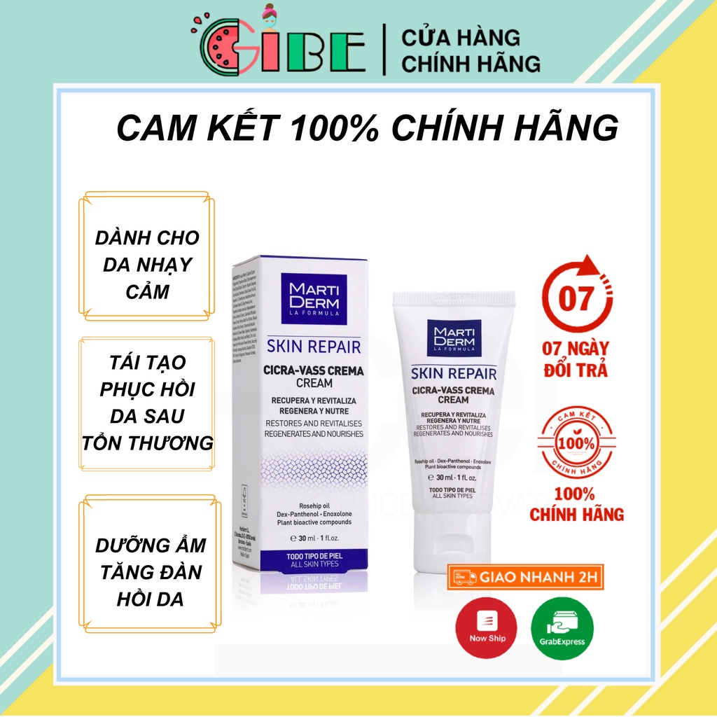 Kem Dưỡng MartiDerm Skin Repair Cicra Vass Cream 30ml ,Kem Dưỡng B5 Dưỡng Ẩm Tái Tạo Phục Hồi Da Tổn Thương GIBE STORE