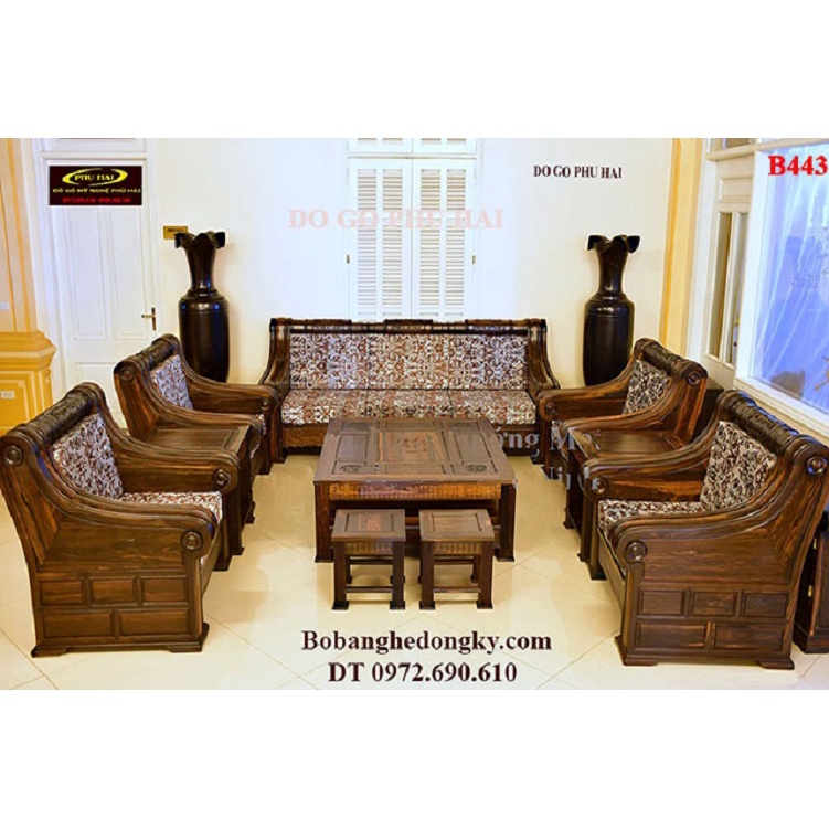 Bộ bàn ghế gỗ mun kiểu sofa hiện đại