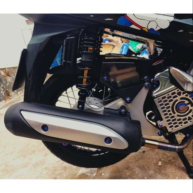 Ốp Che Pô Xe AB AirBlade 2011->2021 VARIO 2017 Trắng Đen Ráp Sẵn