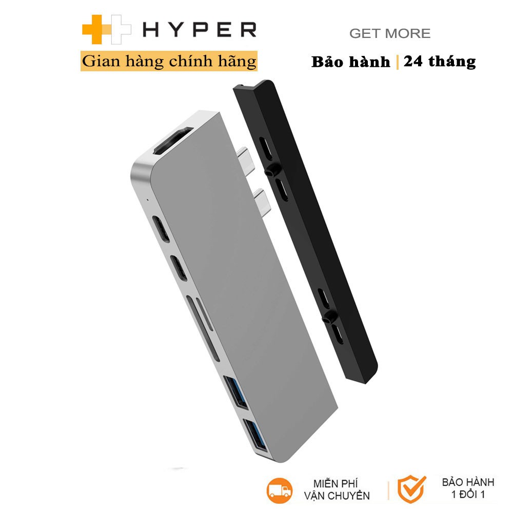 Cổng chuyển Hyperdrive Duo 7-in-2 4K60Hz with cable USB-C Hub for Macbook/iPad/Smartphone - HD28C - Hàng Chính Hãng