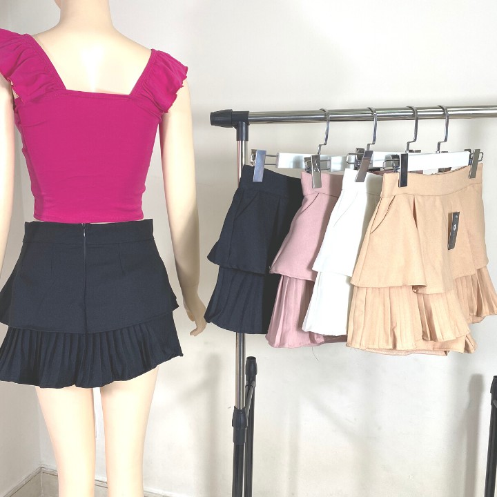 Chân Váy Xếp Ly Hai Tầng Chữ A Dáng Ngắn Vải Tuyết Mưa Siêu Xinh | BigBuy360 - bigbuy360.vn