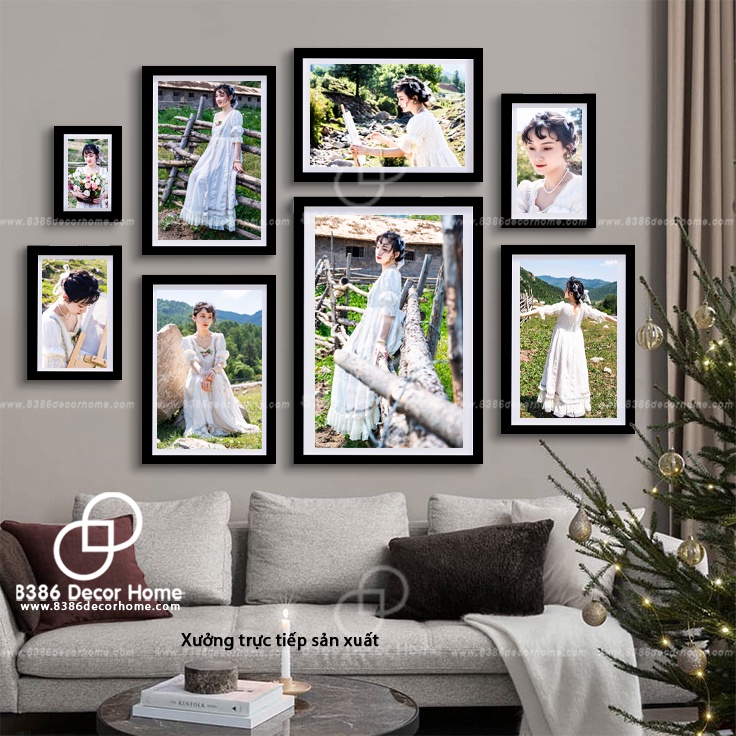 Bộ 8 Khung ảnh màu đen trơn đẹp giá tại Xưởng (được Sơn màu từ gỗ thông thật)