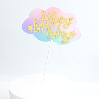 Topper happy birthday đám mây