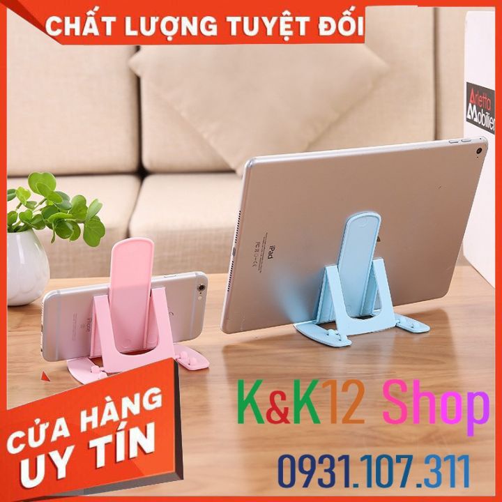 Giá đỡ điện thoại. Giá đỡ smartphone điều chỉnh độ cao gấp gọn 2 nấc bằng nhựa tiện lợi, gọn, nhẹ, bền bỉ.