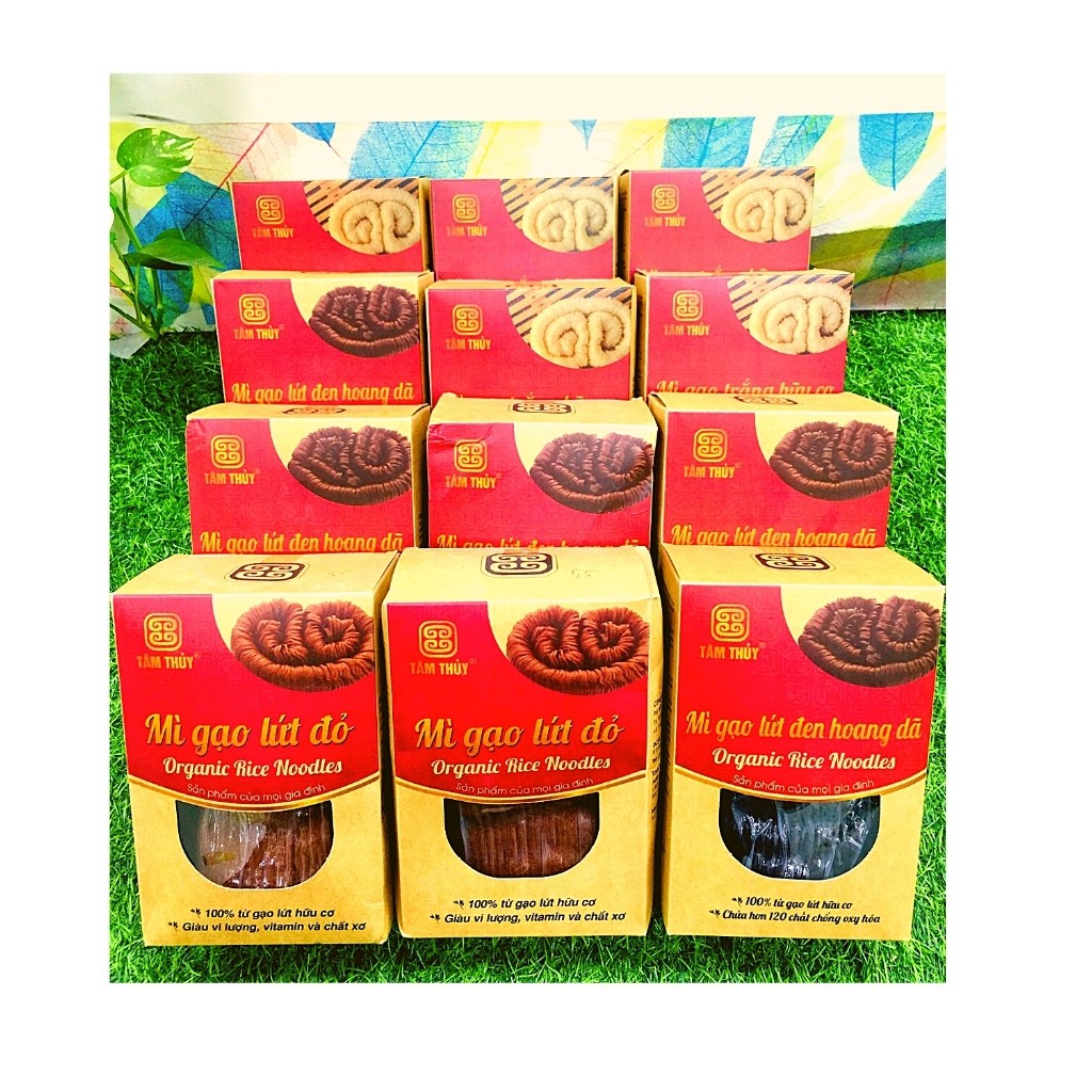 Mì gạo lứt đỏ hữu cơ Tâm Thủy 400g làm từ 100% gạo lứt, không phụ gia