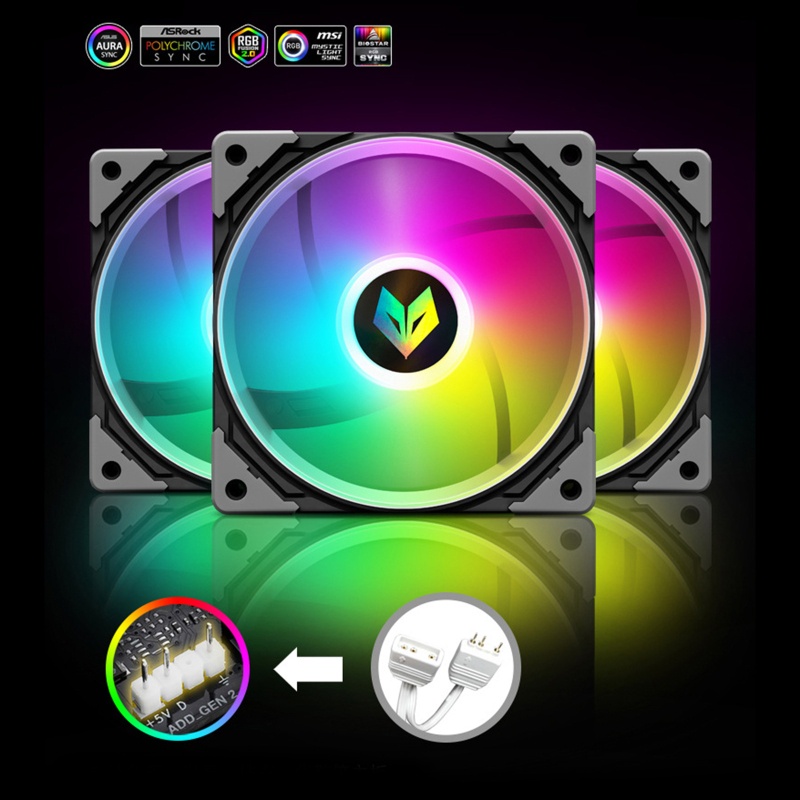 Quạt Tản Nhiệt CPU Máy Tính NAMA PWM 4 Pin RGB 120mm 12cm Không Gây Tiếng Ồn 5V DC