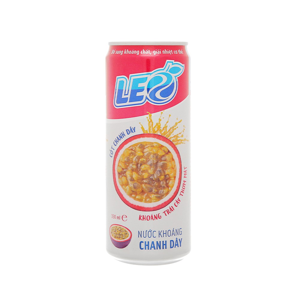 6 Lon Nước khoáng có ga Leo vị chanh dây 330ml