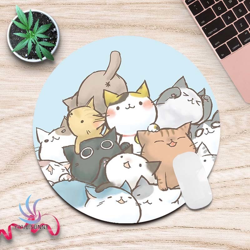Tấm lót chuột hình tròn họa tiết hoạt hình xinh xắn