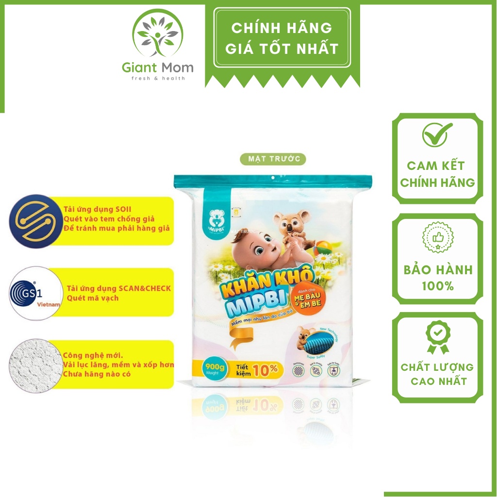 Khăn Khô Đa Năng Cho Mẹ và Bé - Khăn Khô Đa Năng Mipbi Mẫu Mới - Làm Từ Vải Không Dệt, Dai và Mềm Tốt Cho Da Của Bé