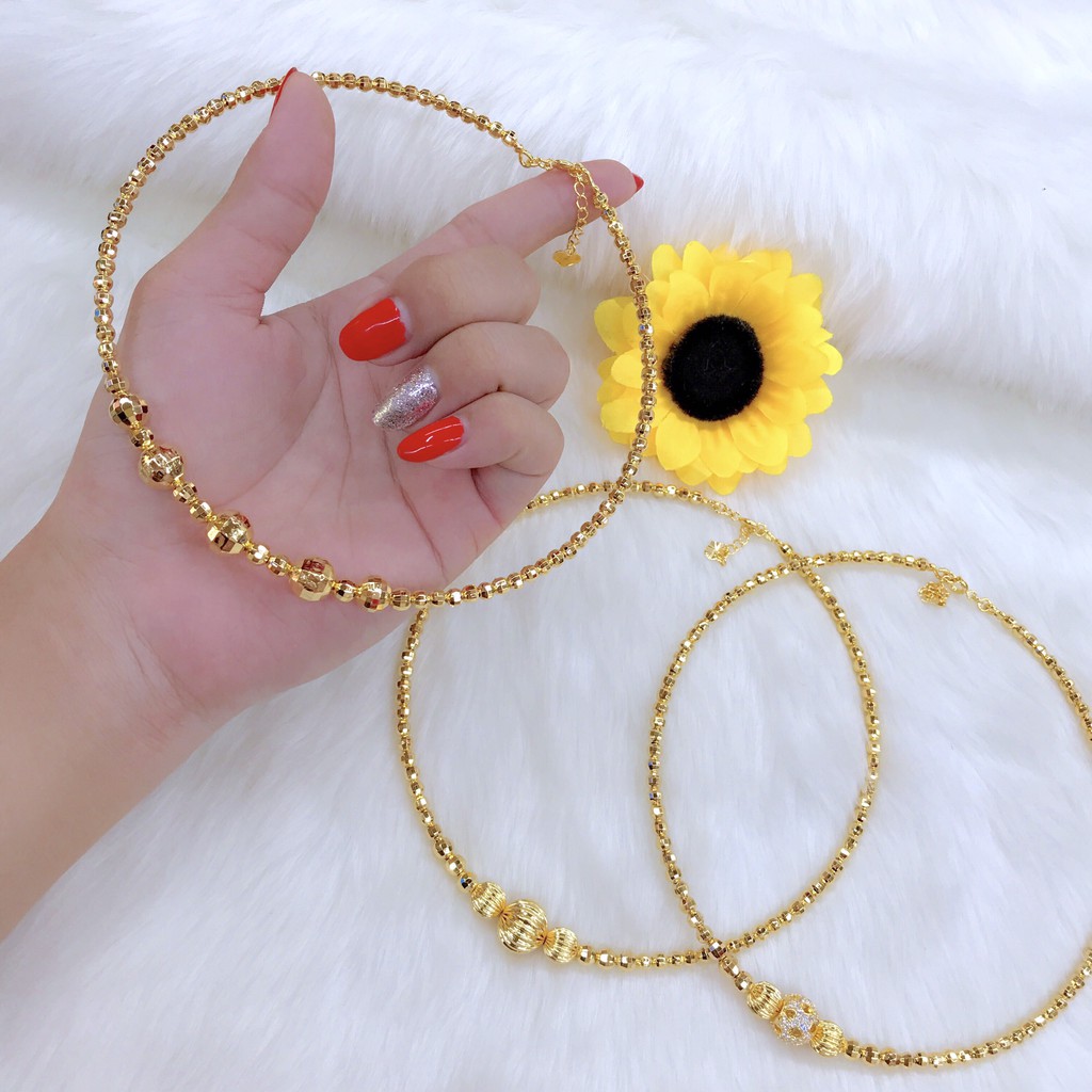 Kiềng cổ bi nữa dát vàng 18k mã 095