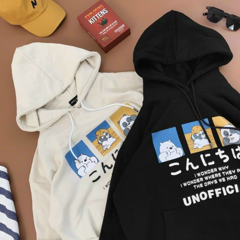Áo hoodie in chữ nhật unisex thời trang dành cho nam nữ giá rẻ
