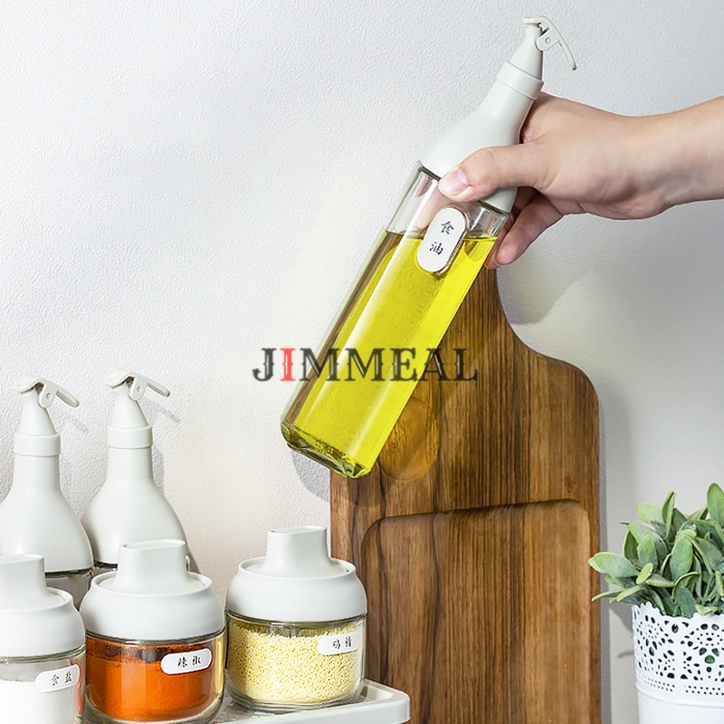 Bộ Hũ Đựng Gia Vị, Chai Đựng Dầu Ăn Kèm Kệ Roborobo Bằng Thủy Tinh Cao Cấp