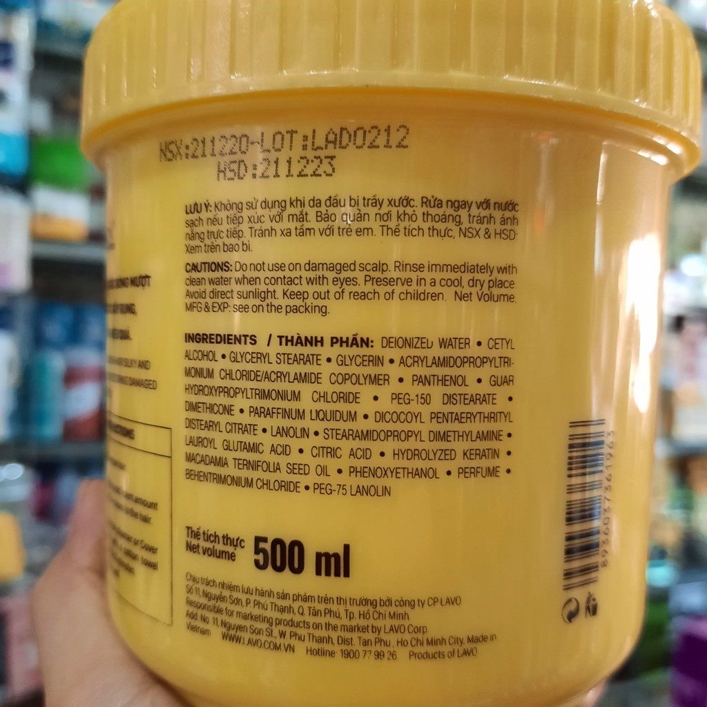 Kem hấp hồi sinh Lavox Keratin &amp; Macadamia Oil ngừa rụng tóc 500ml