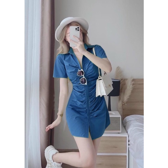 Đầm Sơ Mi Nhún Nẹp