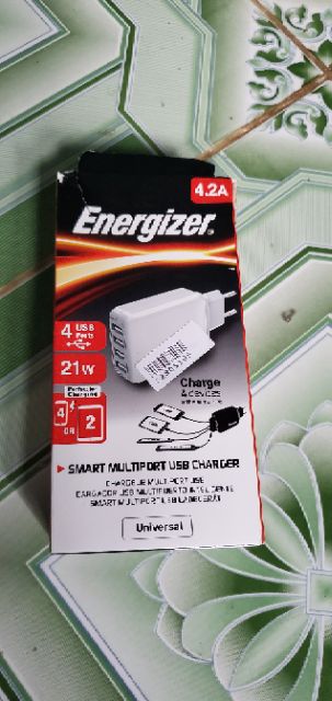 Sạc Energizer 4 cổng chính hãng , sạc cùng lúc 4 thiết bị cùng lúc ,với công suất tối đa 21W ,bảo hành chính hãng 2 năm