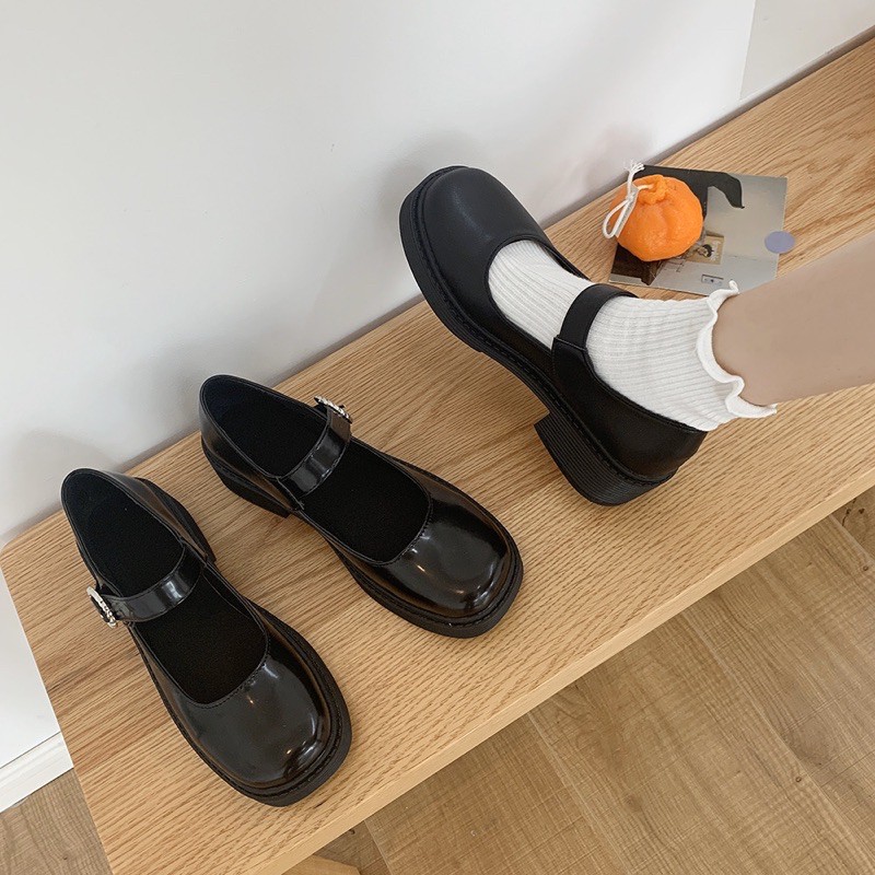 [Có sẵn+ảnh thật] Giày búp bê nữ ulzzang quai ngang đế cao 4cm mã 03 | BigBuy360 - bigbuy360.vn