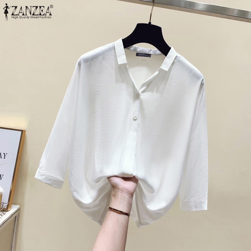 Zanzea Áo Sơ Mi Tay Lửng 3 / 4 Thời Trang Dành Cho Nữ