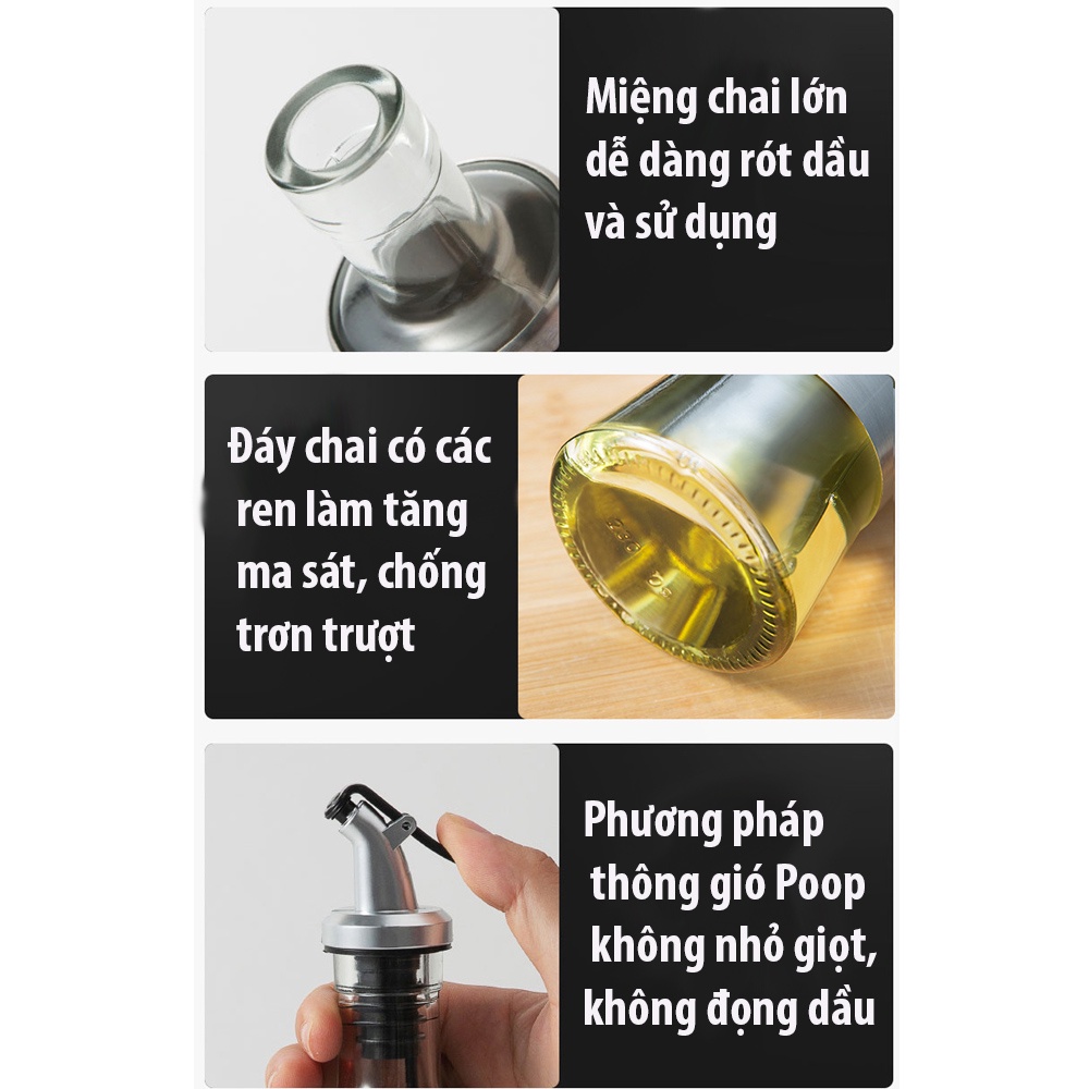 Chai đựng dầu ăn thủy tinh bọc inox có vạch chia dung tích 200ml