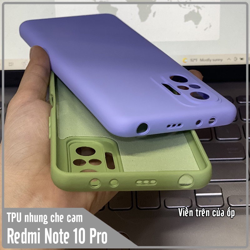 Ốp lưng cho Xiaomi Redmi Note 10 Pro, nhựa TPU dẻo màu lót nhung che camera