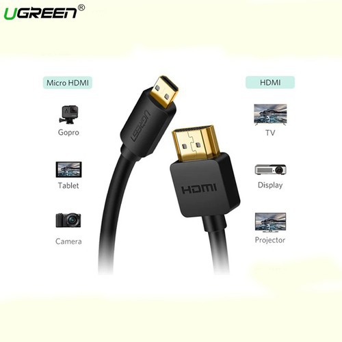 [Mã ELHACE giảm 4% đơn 300K] Cáp Chuyển Đổi Micro HDMI sang HDMI Ugreen 30104 Dài 3m - Hàng Chính Hãng