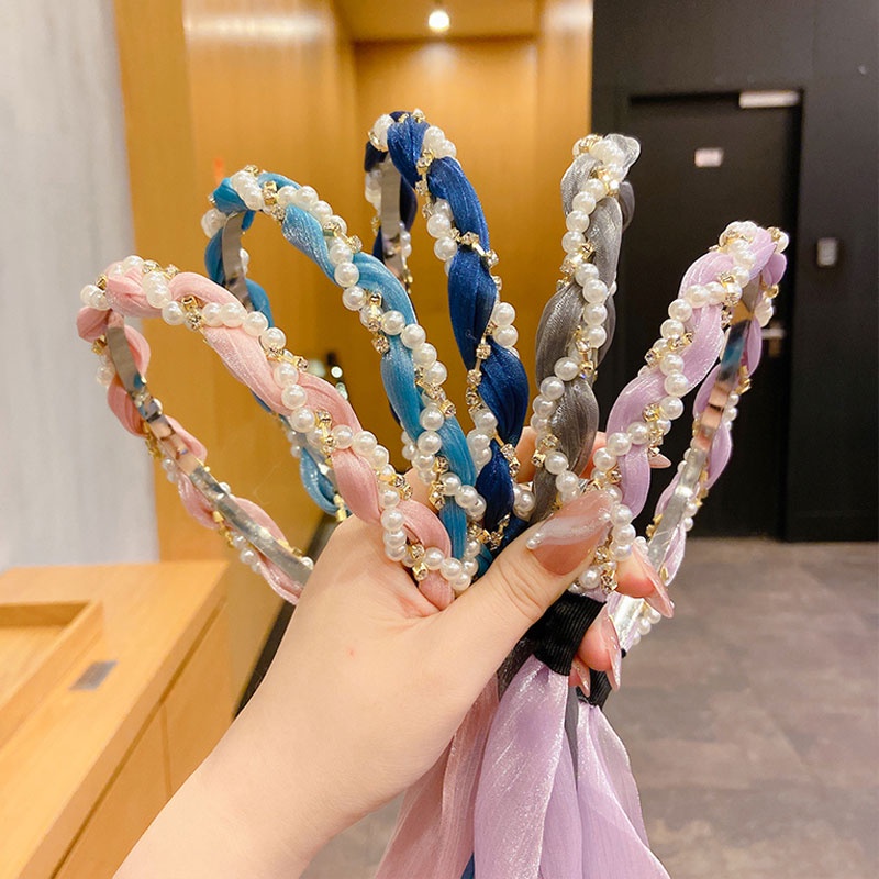 Băng Đô Bện Dây Phối Tua Rua Phong Cách Hàn Quốc