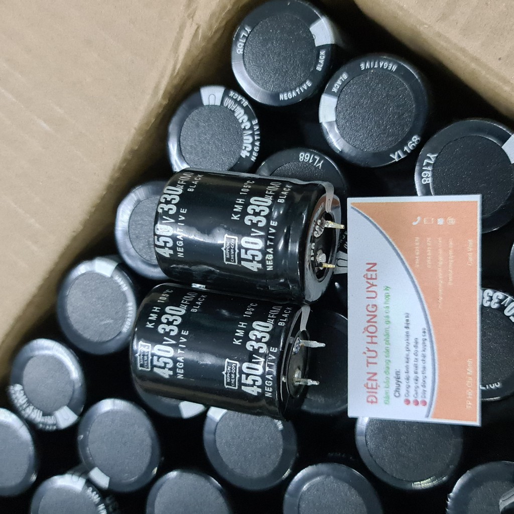 Combo 5 con tụ 330UF 450V, Tụ nhôm phân cực áp cao chuyên dùng cho máy giun, máy điện tử. Kích thước 40x30mm