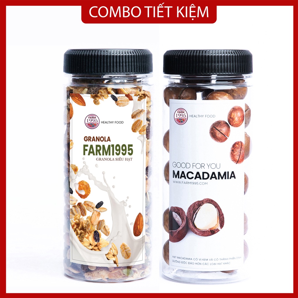 Hạt macca nứt vỏ và granola ăn kiêng siêu hạt Farm 1995 , hạt mắc ca Úc - 500g