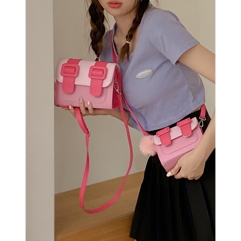 Túi Đeo Chéo Hình Vuông Nhỏ Màu Tương Phản Thời Trang Mùa Hè Cho Nữ