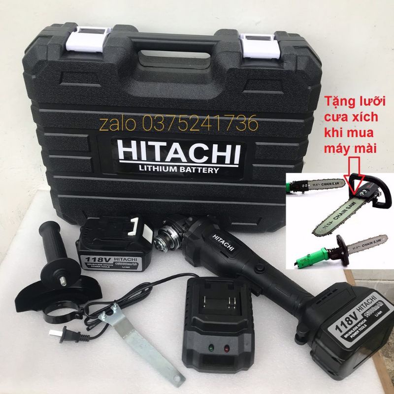 Máy mài cầm tay pin Hitachi 118V không chổi than -