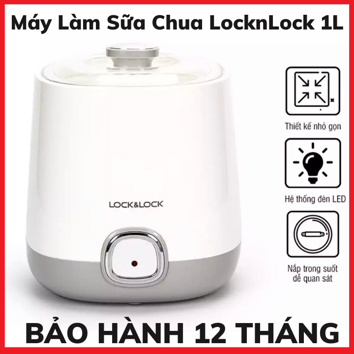 Máy làm sữa chua LocknLock 1L 20W Lên Men Tự Động Nhỏ Gọn-Nhanh lên men-Bảo hành 12 tháng