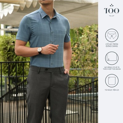 Áo Sơ Mi Nam Dáng Suông Công Sở Ngắn Tay TQQ RK460CB
