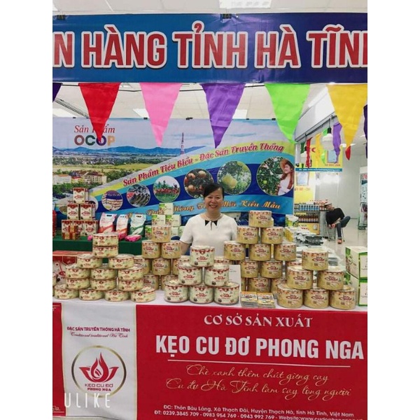 Đặc Sản  Kẹo Cu đơ Phong Nga - Chính gốc Hà Tĩnh, Hộp Nhựa Mica
