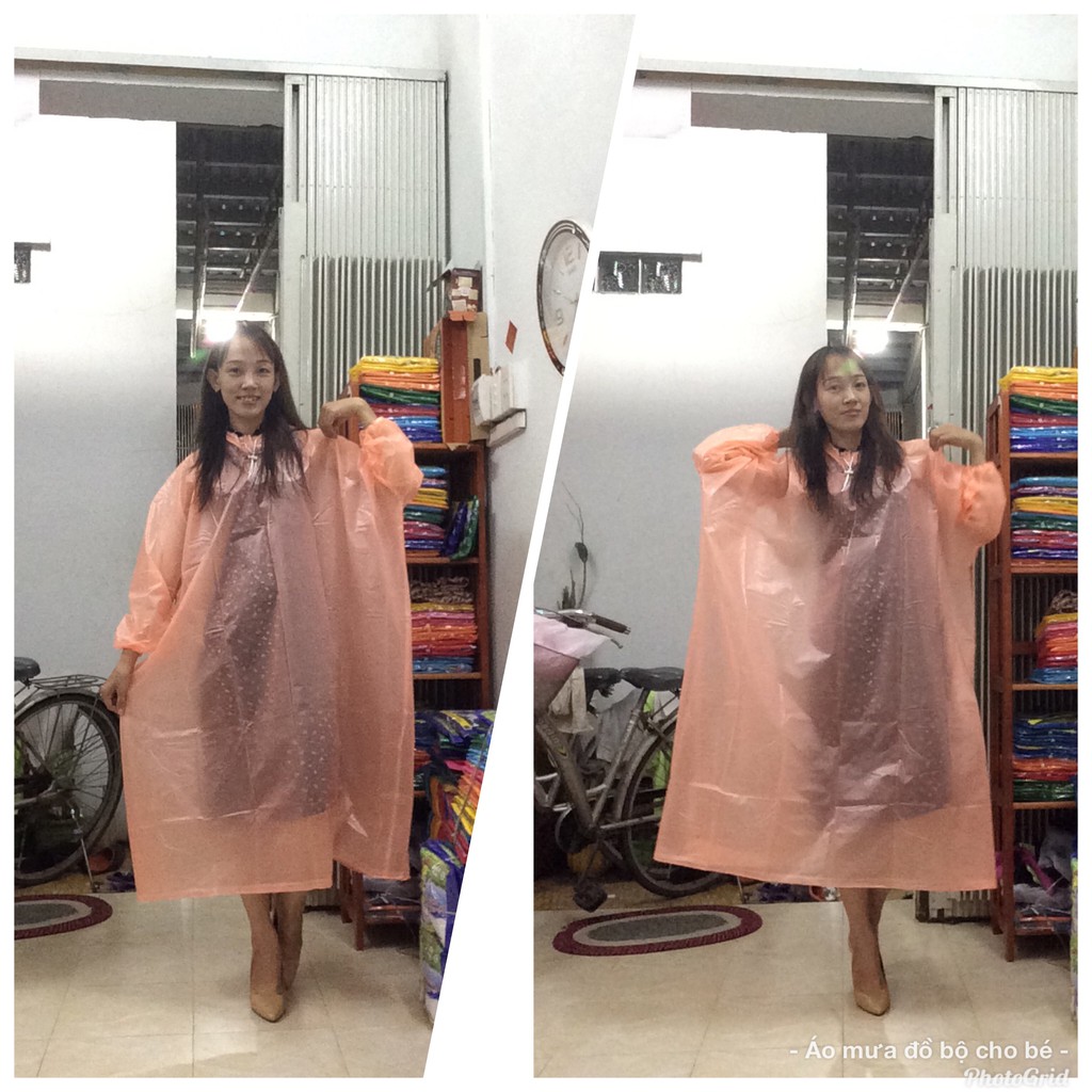 Áo mưa bít trùm PVC dẻo màu sắc thời trang