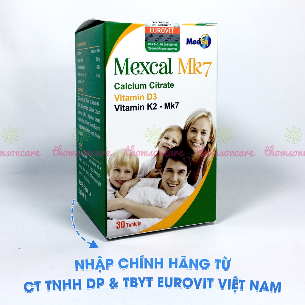 Canxi hữu cơ tăng chiều cao Mexcal MK7 từ Châu Âu,bổ sung calci có thêm D3 và K2 giảm loãng xương cho mẹ bầu