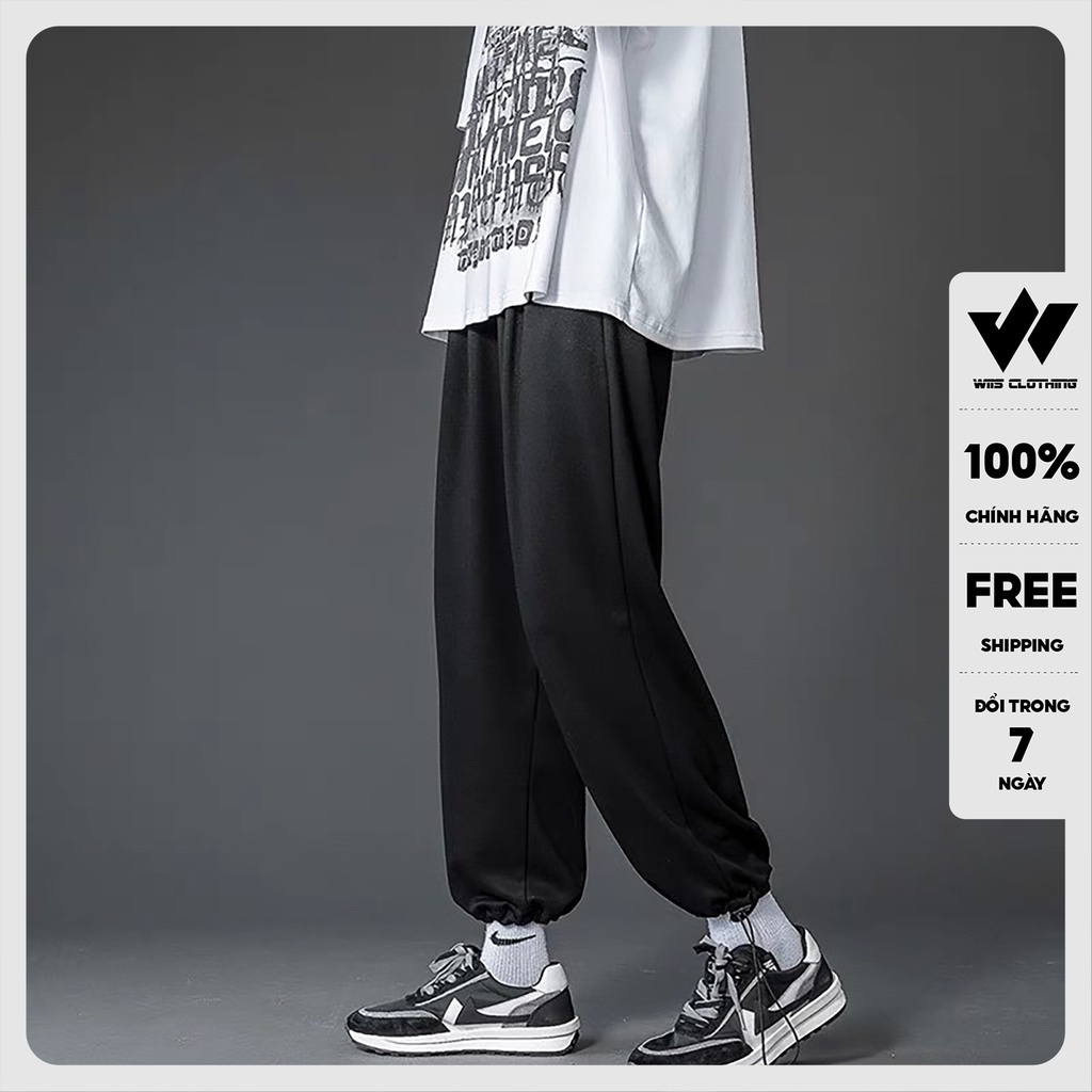 Quần jogger ống rộng bó chun unisex dây rút basic nam nữ oversize ullzang