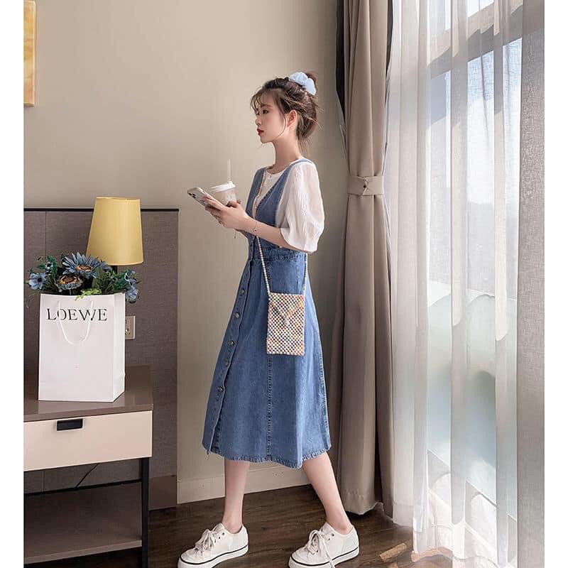 Sét váy yếm bò + áo - HB002